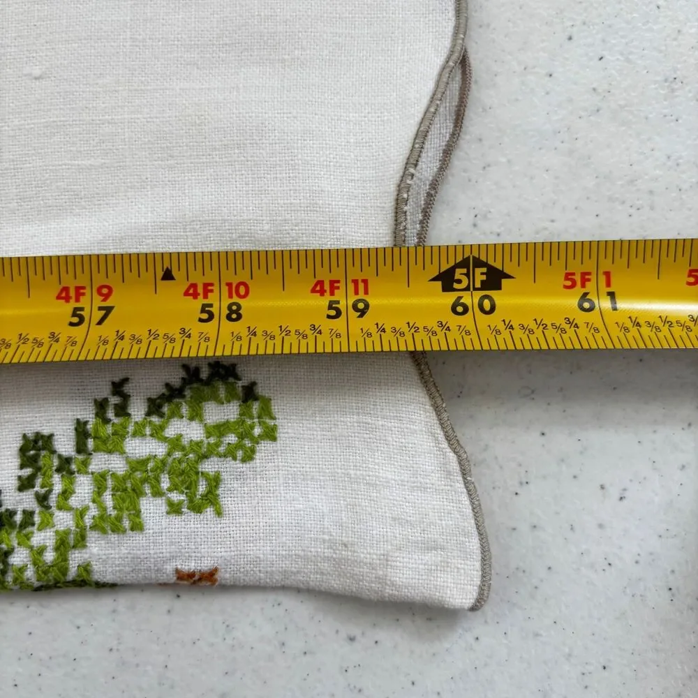 Vintage Cutter Cottagecore Cross Stitch Linen Tablecloth Shabby Decor Heritage